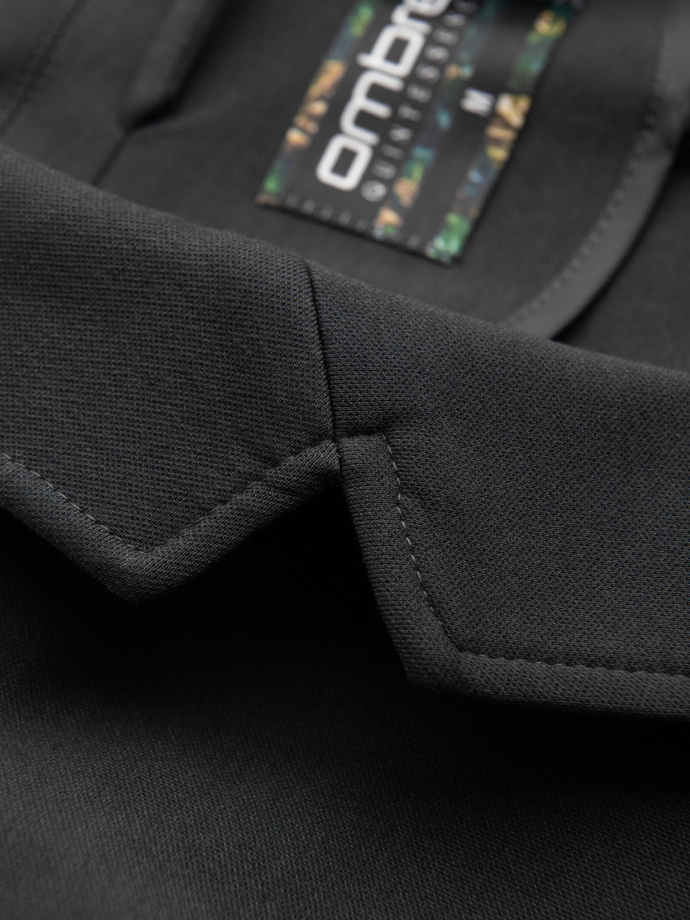 Jachetă SLIM pentru bărbați din tricot subtil structurat - grafit V1 OM-BLZB-0101