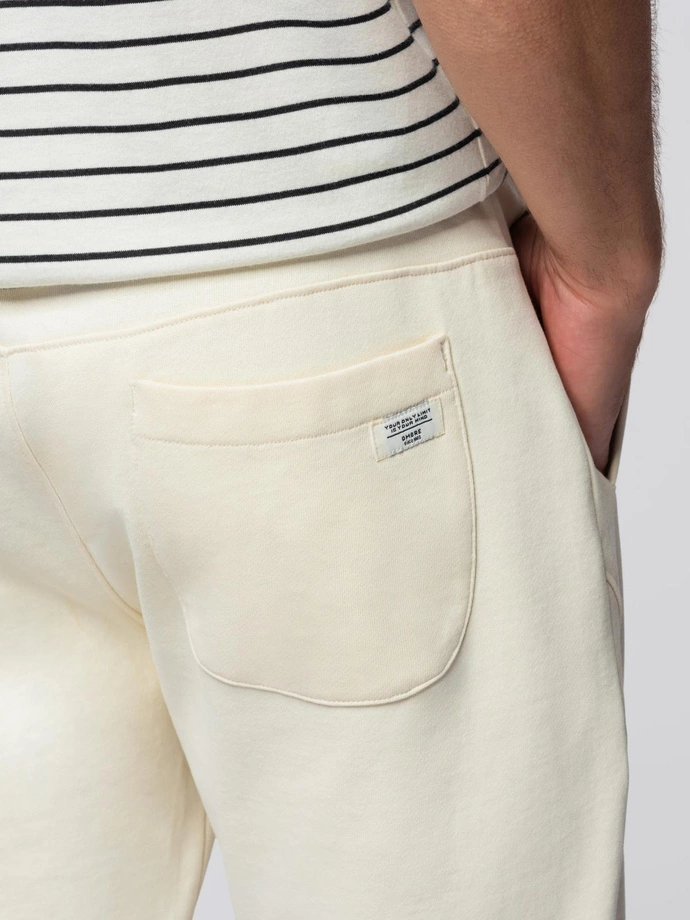 Pánské tepláky jogger - krémové V11 OM-PABS-0173