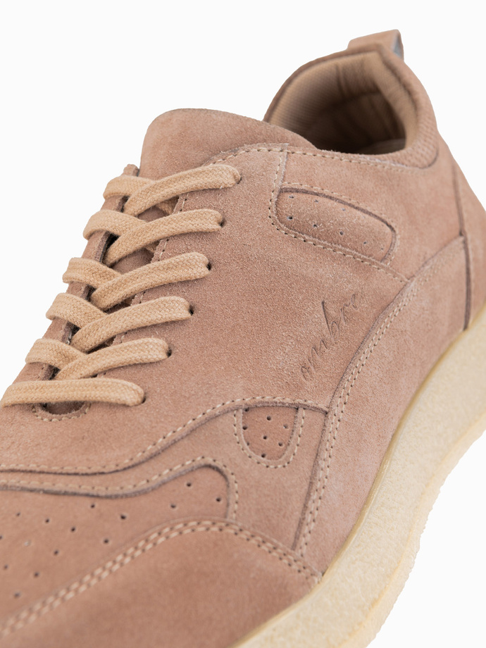 Vyriški lengvi zomšiniai sportinio stiliaus sportiniai bateliai - smėlio spalvos V3 OM-FOSL-0205