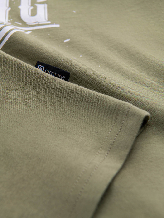 Men's motorcycle style printed t-shirt - olive V2 OM-TSPT-0125