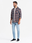 Vyriškos džinsinės SLIM FIT kelnės su elastanu - mėlynos V3 OM-PADP-0214