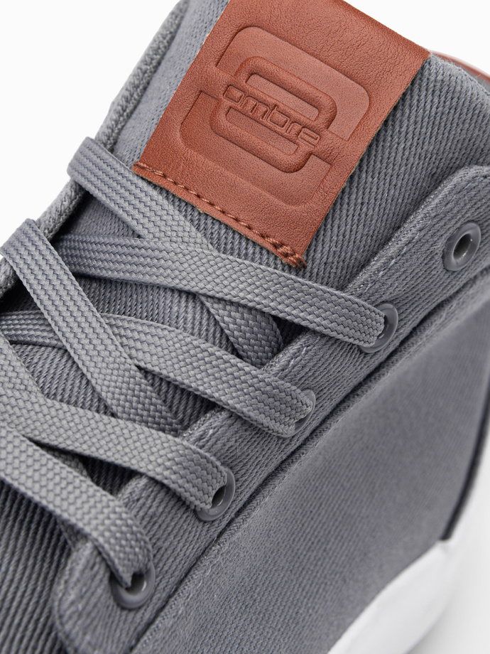 Men's high-top cotton canvas sneakers shoes - gray V3 OM-FOTH-0156