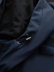 Men's lightweight jacket with hood and mesh lining - navy blue V1 OM-JANP-0149