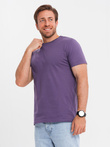 Tricou clasic BASIC din bumbac pentru bărbați - violet V13 OM-TSBS-0146