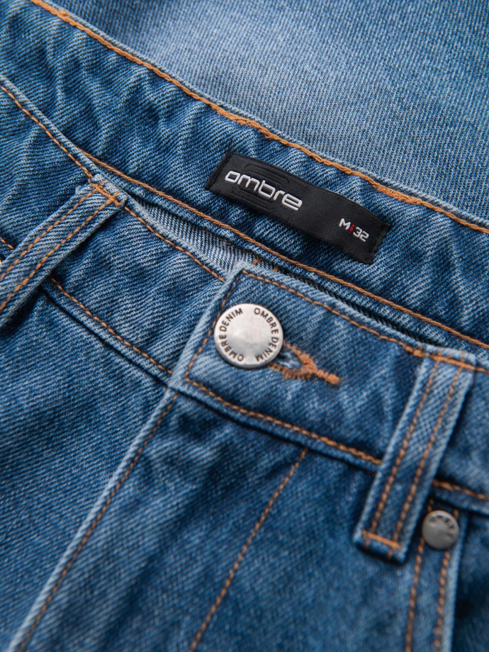 Men's short denim shorts with rips and holes - blue V3 OM-SRDS-0157