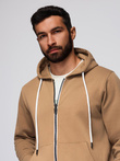 BASIC men's unbuttoned hooded sweatshirt - brown V2 OM-SSBZ-0178