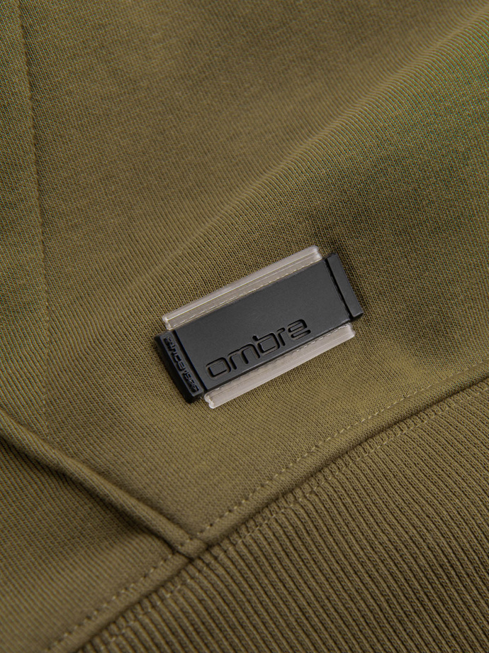 BASIC men's cotton kangaroo hooded sweatshirt - olive V2 OM-SSBN-0161