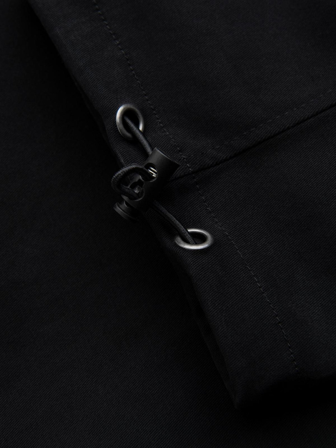 Pantaloni cargo STRAIGHT LEG pentru bărbați cu buzunare în dungi - negru V4 OM-PACG-0197