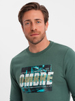 Men's printed over-the-head sweatshirt - green V2 OM-SSPS-0156