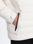 Men's winter jacket with detachable hood - cream V2 OM-JAHP-0150