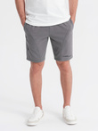 Fitted men's printed short sweat shorts - grey V3 OM-SRSK-0138