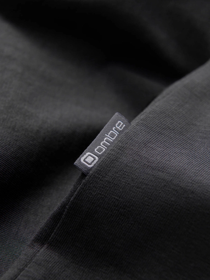 Pánské dvoubarevné tričko s potiskem palmových listů - grafitová V2 OM-TSPT-0177