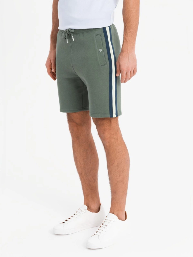Pantaloni scurți casual pentru bărbați SLIM FIT jacquard knit - albastru marin V1 OM-SRCS-0168