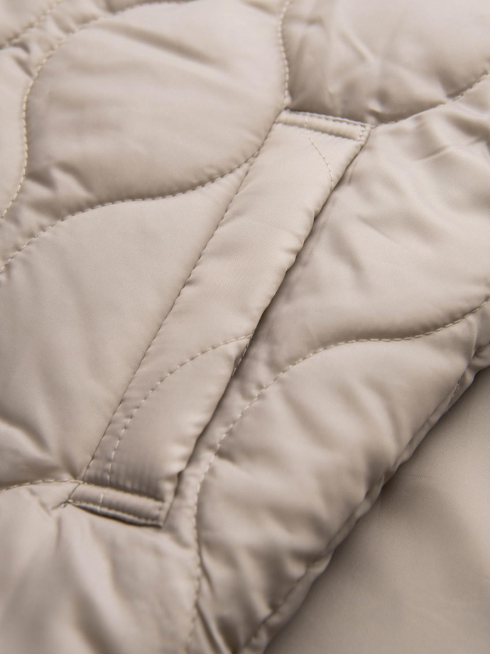 Men's minimalist coat with detachable vest - beige V1 OM-COLC-0139