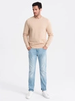 BASIC men's non-stretch cotton sweatshirt - beige V6 OM-SSBN-0159
