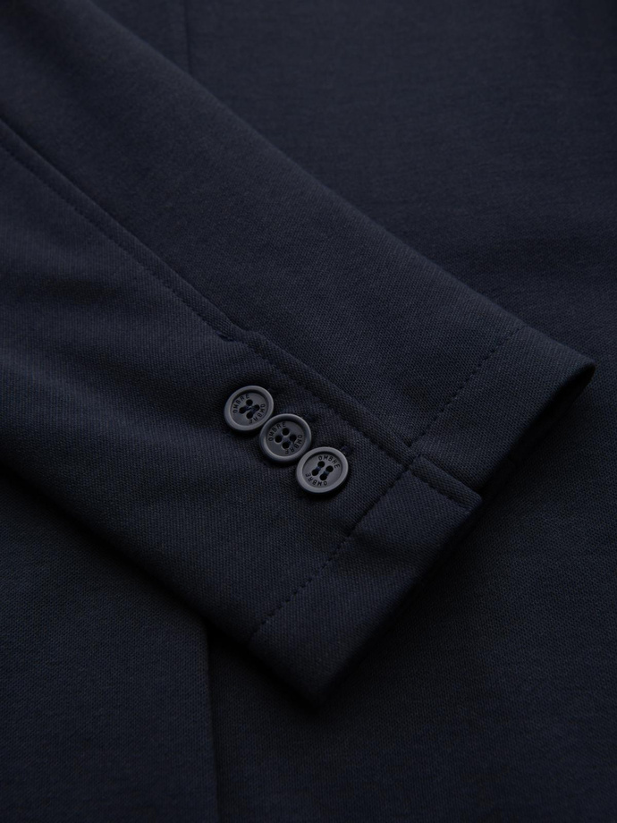 Jachetă SLIM pentru bărbați din tricot subtil structurat - albastru marin V3 OM-BLZB-0101