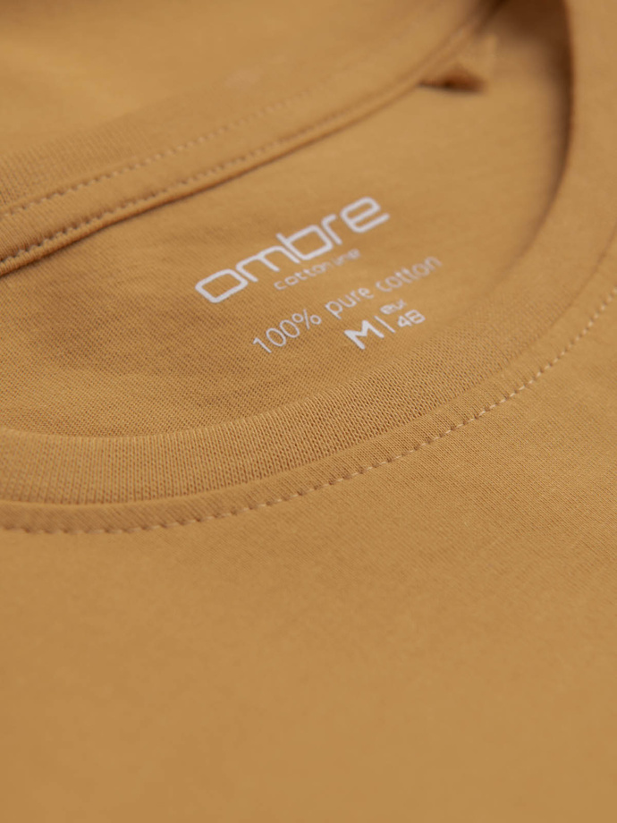 BASIC bărbați cu mânecă lungă și decolteu rotund - muștar V10 OM-LSBL-0106