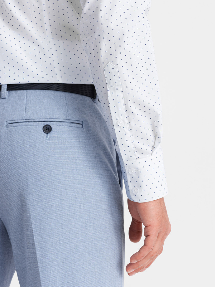 Pánska klasická bavlnená košeľa SLIM FIT s mikro vzorom - biela V1 OM-SHCS-0156