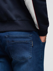 Pantaloni jogger din denim pentru bărbați cu talie cu nervuri - albastru închis V3 OM-PADJ-0242
