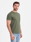 Pánské klasické bavlněné tričko BASIC - khaki V6 OM-TSBS-0146