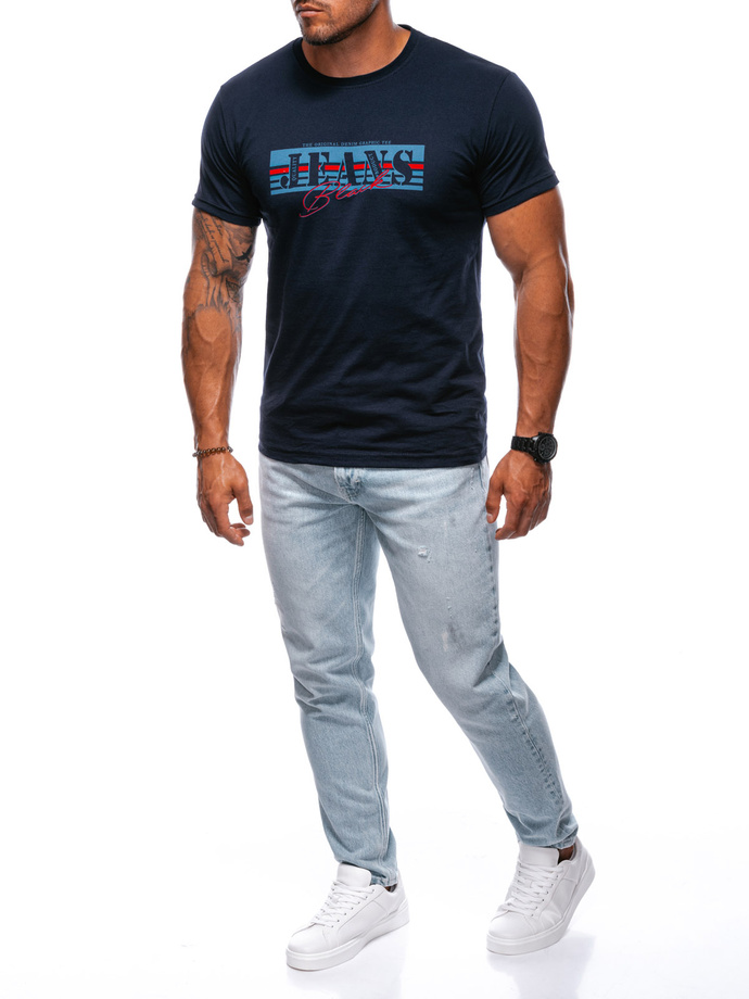 T-SHIRT MĘSKI Z NADRUKIEM S1392 - BIAŁY