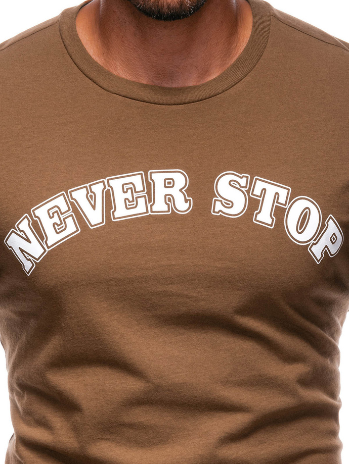 T-SHIRT MĘSKI Z NADRUKIEM S1392 - BIAŁY