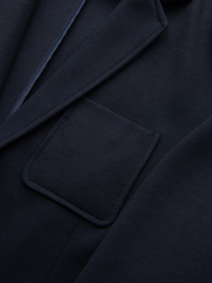 Jachetă SLIM pentru bărbați din tricot subtil structurat - albastru marin V3 OM-BLZB-0101