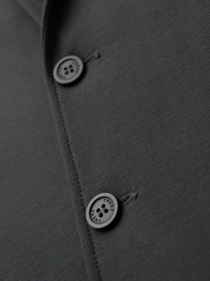 Pánska bunda SLIM z jemne štruktúrovaného úpletu - grafitová V1 OM-BLZB-0101
