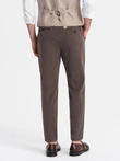 Vyriškos chino kelnės su elastine juosta SLIM FIT - šokoladas V2 OM-PACP-0158