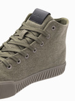 Men's high top canvas sneakers shoes - olive V2 OM-FOTH-0186