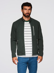 Structured men's biker jacket with stand-up collar - dark green V3 OM-JANP-0229