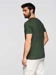Tricou casual bărbătesc cu buzunar peticit - verde-oliv închis V4 OM-TSCT-0109