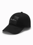 Men's baseball cap with visor and large patch - black V1 OM-ACCS-0101