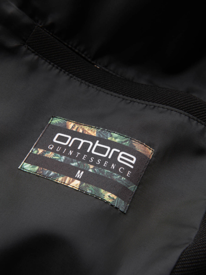 Men's hooded coat in fine pinstripe - black V2 OM-COSC-0112