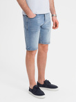 Denimové pánske šortky klasického strihu - svetlomodré V2 OM-SRDS-0171