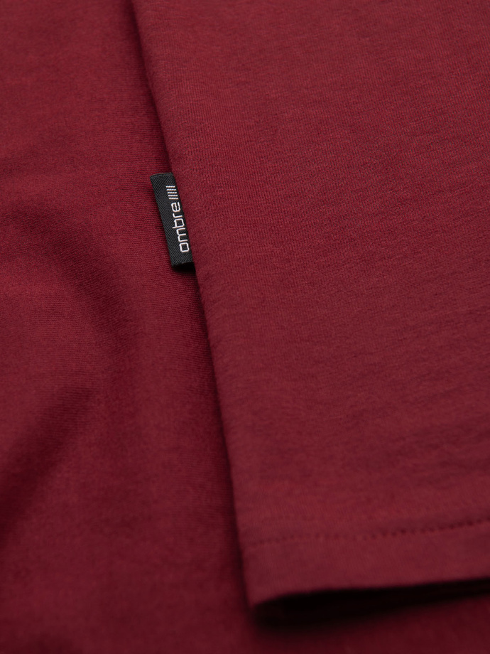 Pánské klasické bavlněné tričko BASIC - bordó V16 OM-TSBS-0236