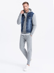 Men's mid-season jeans jacket - denim/grey OM-JADJ-0124