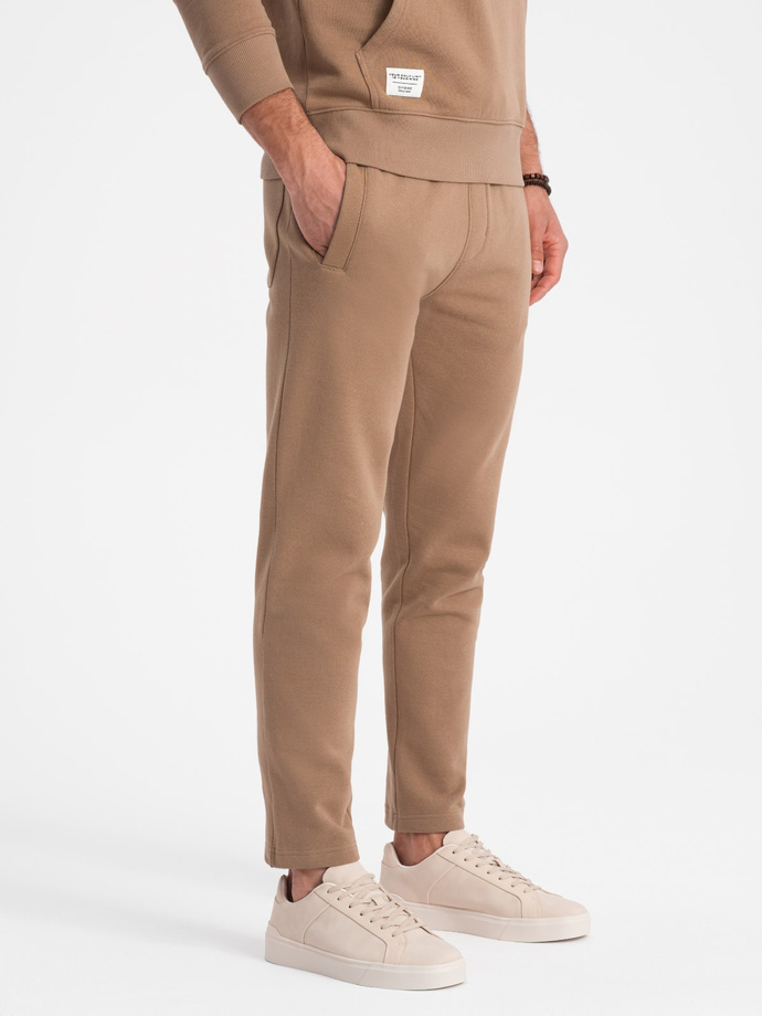 Set trening bărbătesc top kangaroo + pantaloni - maro V2 Z80