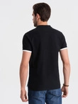 Tricou polo fără guler pentru bărbați - negru V8 OM-TSCT-0156