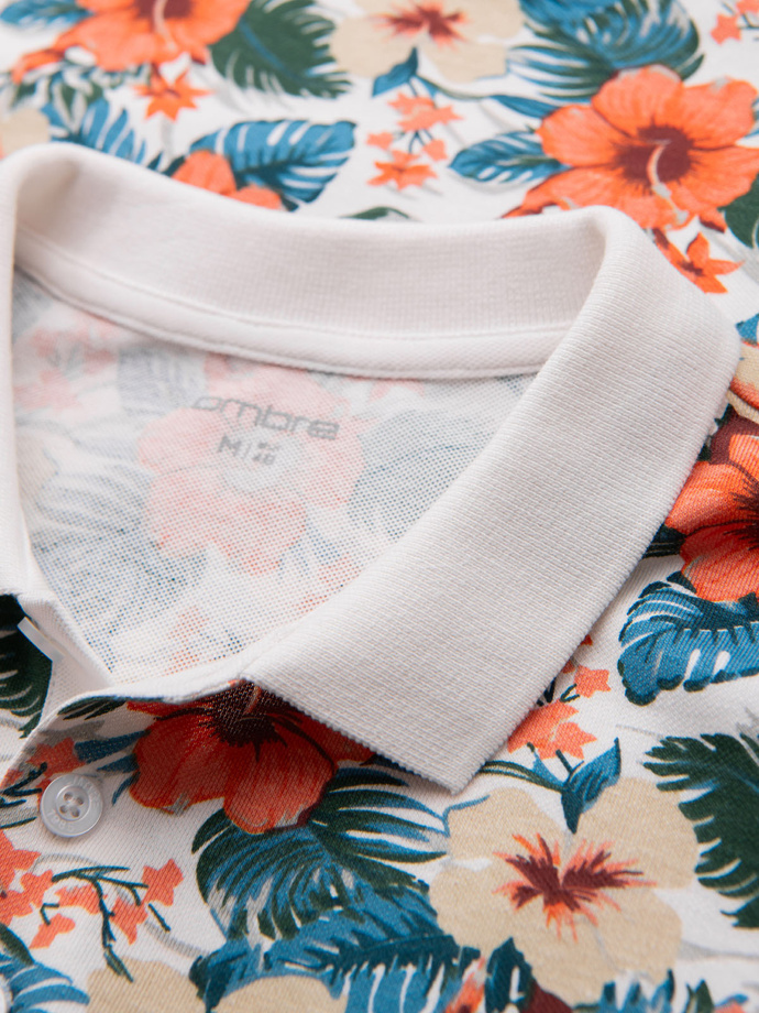 Tricou polo din tricot Pique - ecrue V7 S1746