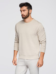Men's BASIC sweatshirt with round neckline - light beige V1 OM-SSBN-0175
