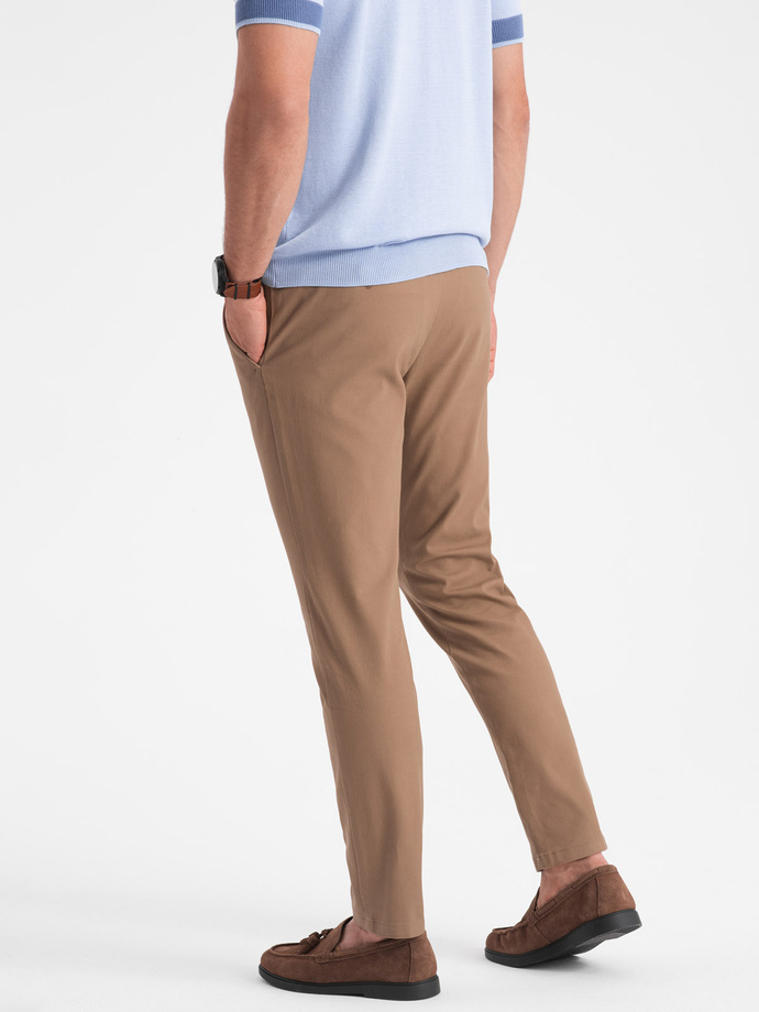 Pánské chino kalhoty SLIM FIT - světle hnědé V2 OM-PACP-0186