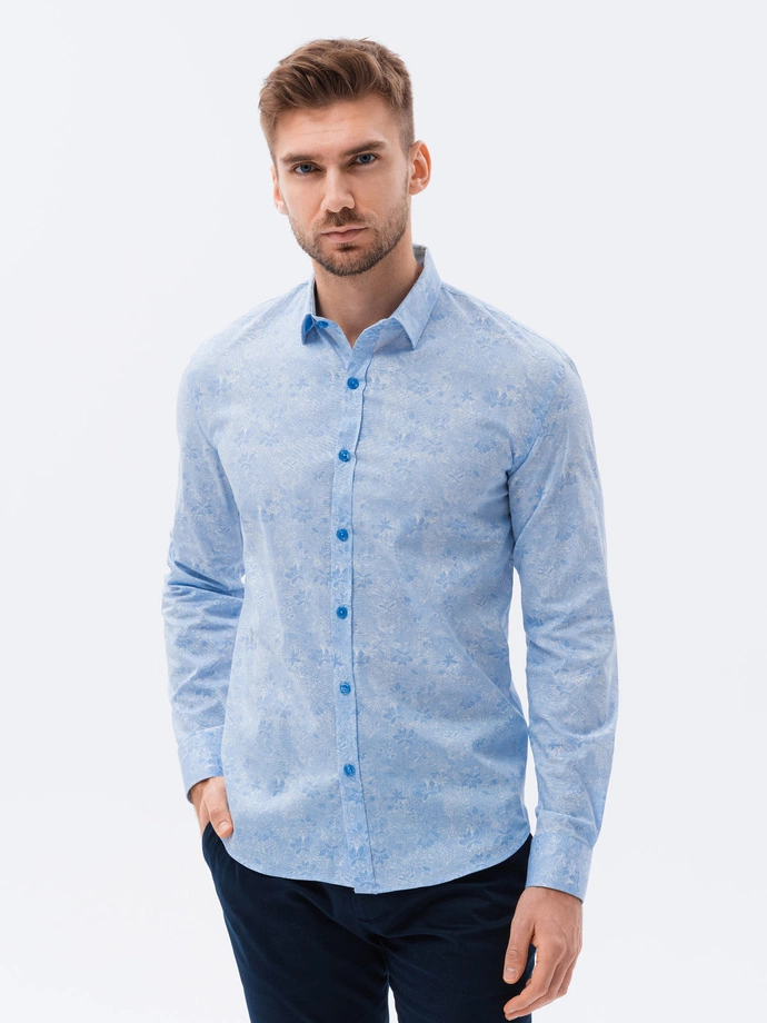 Men's shirt with long sleeves - light blue K631