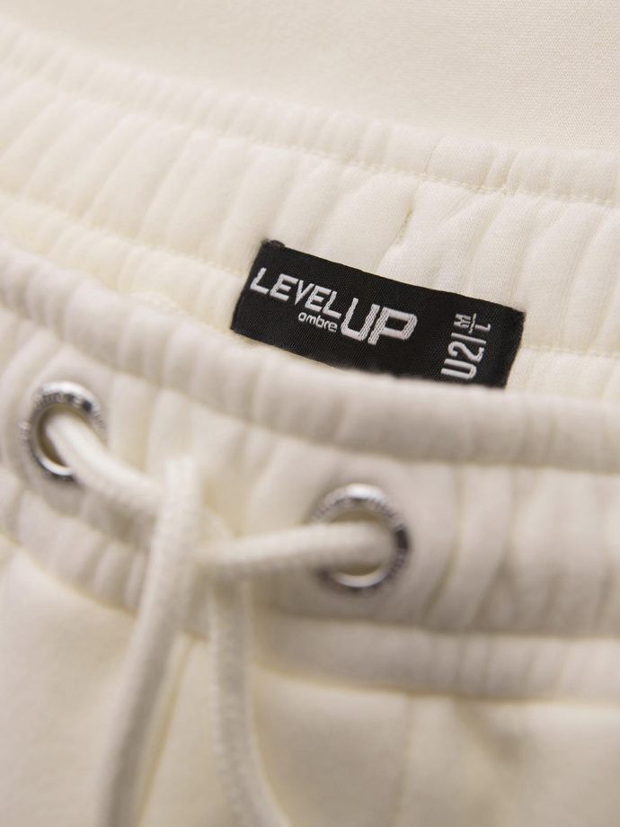 Unisex teplákové šortky s rebrovaným pásom - krémové V2 OU-SRBC-0101