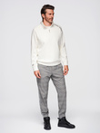 Men's sweatshirt with unbuttoned high collar and contrasting print - ecru V2 OM-SSZP-0211