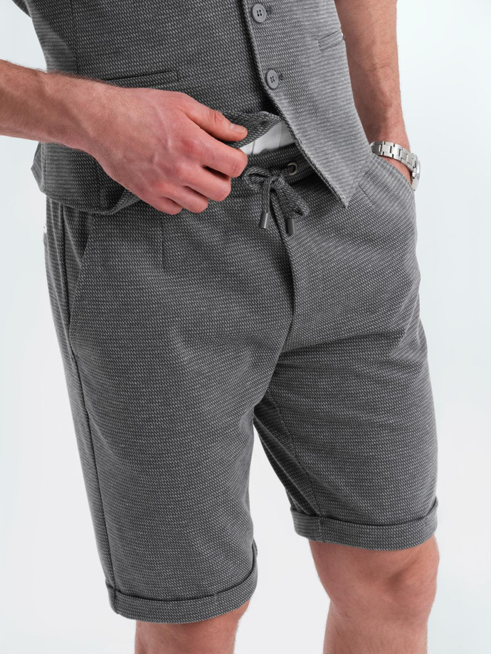 Elegantiškas vyriškas kostiumo komplektas liemenė ir šortai - grafito spalvos V3 Z112