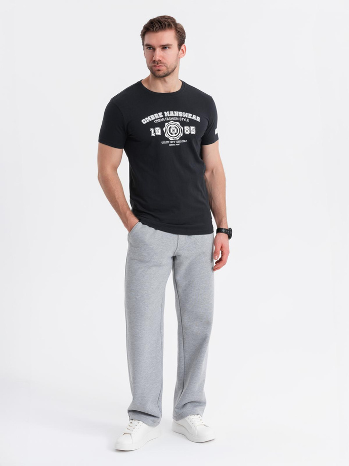 Tricou pentru bărbați cu imprimeu college - negru V2 OM-TSPT-0137