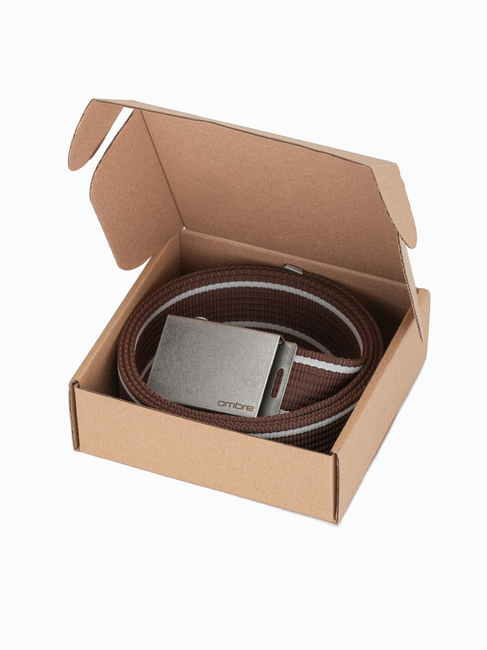 Cureaua bărbătească din paracord bicolor cu margine cu dungi orizontale - maro A820