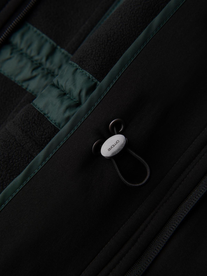 Palton parka pentru bărbați cu căptușeală din fleece și ajustare în talie - negru V2 OM-JAPJ-0314