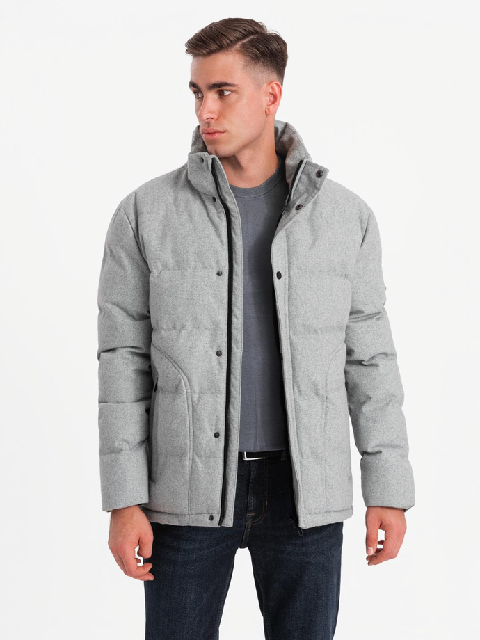 Men's lightweight jacket with mesh lining and hood - grey V3 OM-JAHP-0203